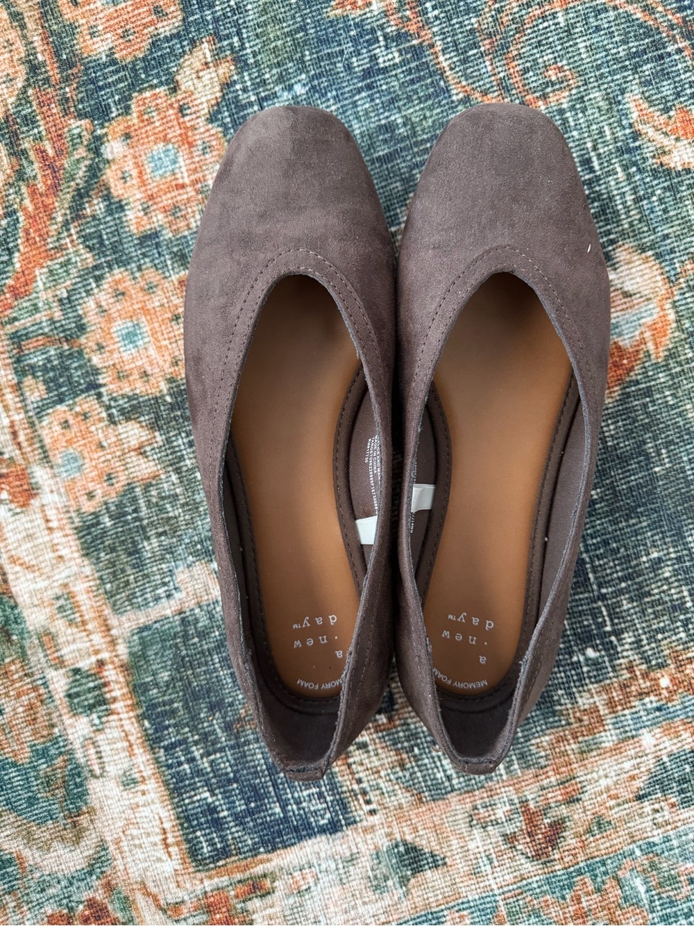 a new day Brown Suede Round-Toe Ballet Flats